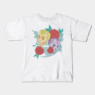 Duo Skull Flower Kids T-Shirt